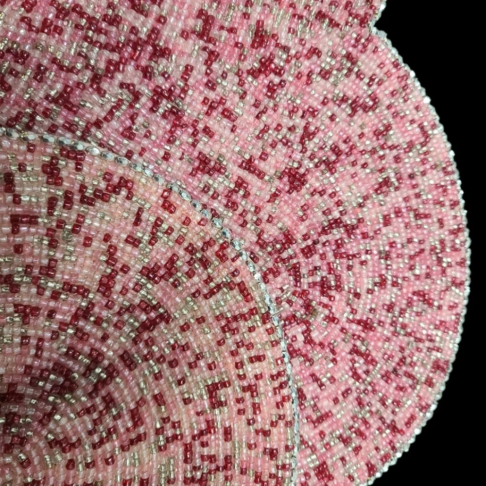 4pc Issac Mizrahi Valentines Day Hearts Shimmer Beaded Placemats Charger SET New
